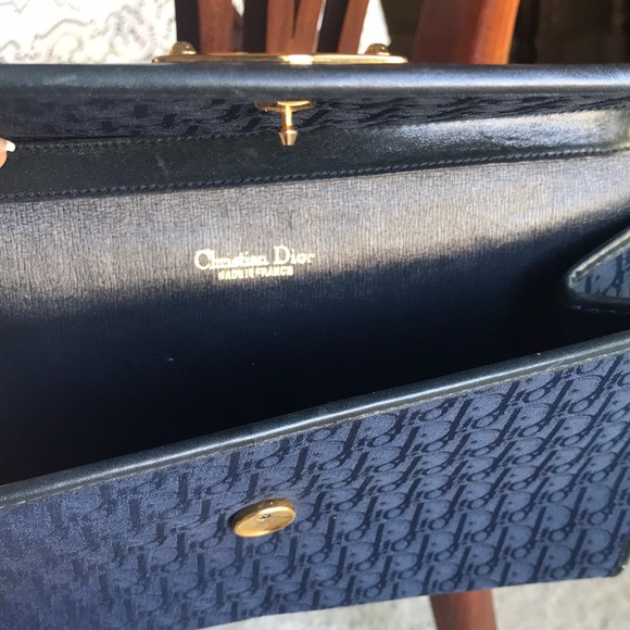 Vintage Christian Dior monogram bag in navy - Picture 4 of 8